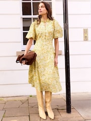 Baukjen Yellow Eva Printed Midi Dress - Image 1 of 6