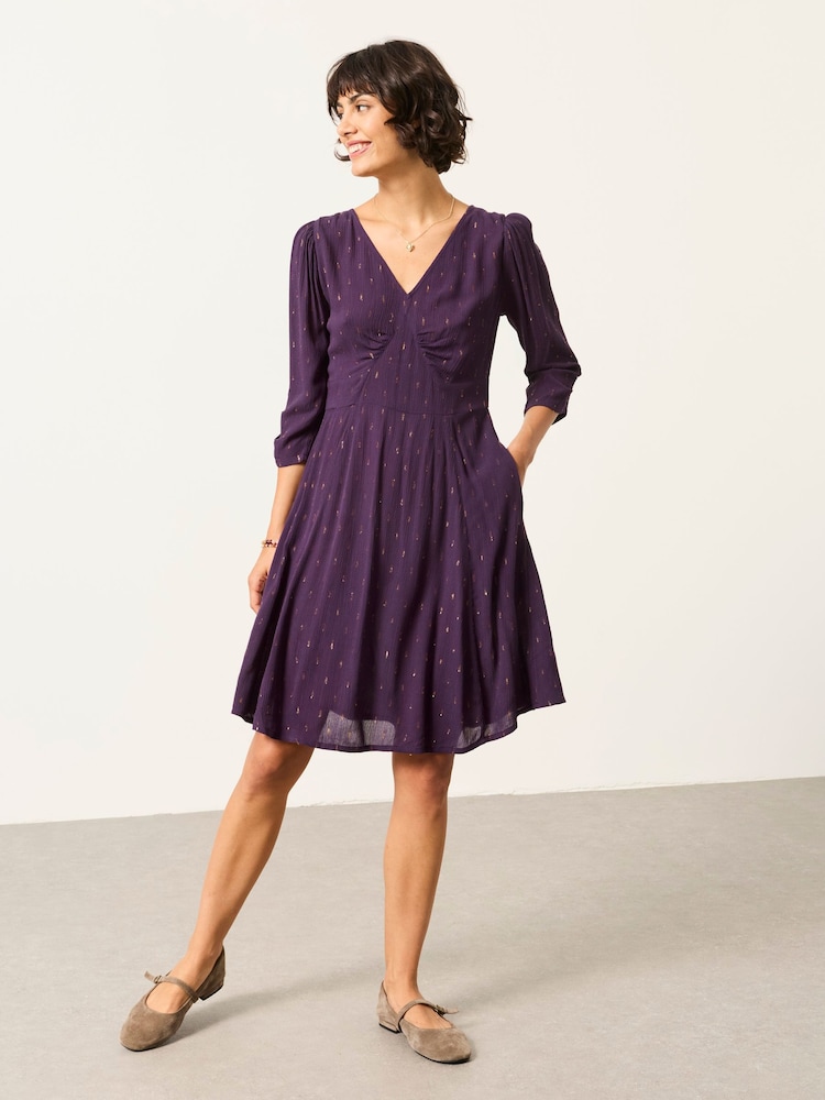FatFace Anya Purple Spot Dress - Image 1 of 6 FatFace Anya Purple Spot Dress - Image 1 of 6