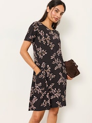 FatFace Simone Black Vintage Floral Floral Jersey Dress - Image 1 of 5