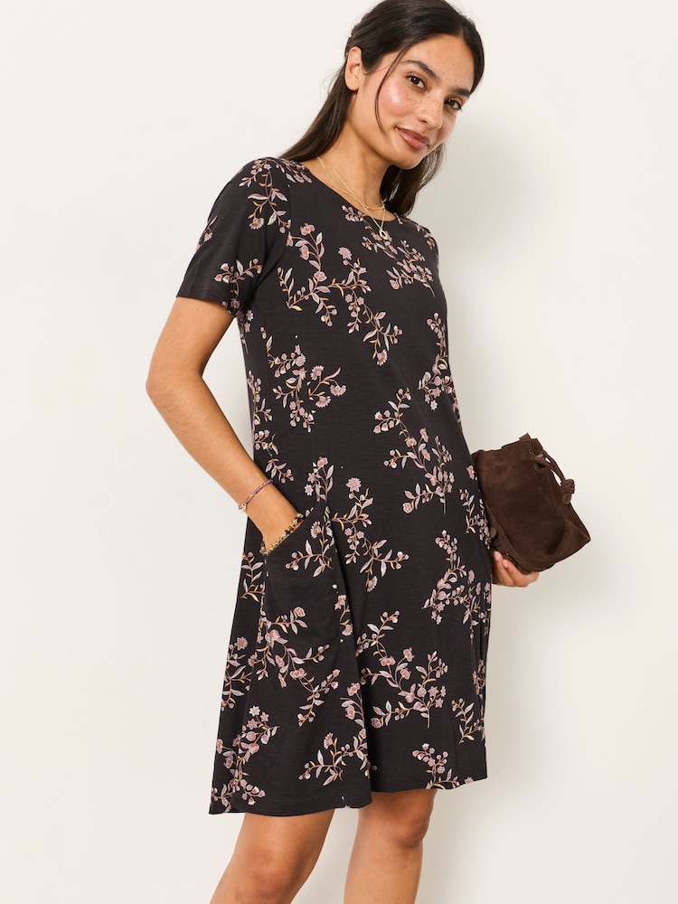 FatFace Simone Black Vintage Floral Floral Jersey Dress - Image 1 of 5 FatFace Simone Black Vintage Floral Floral Jersey Dress - Image 1 of 5