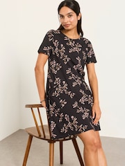 FatFace Simone Black Vintage Floral Floral Jersey Dress - Image 3 of 5