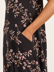 FatFace Simone Black Vintage Floral Floral Jersey Dress - Image 4 of 5