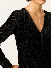 FatFace Claudia Black Devore Midi Dress - Image 4 of 5