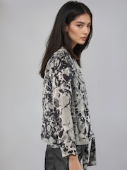 Religion Grey Hidden Top With Wrap Over Tie Detail In Abstract Stream Print - Image 3 of 5