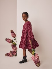 Қызғылт Plum - Ұзын жеңді трикотаждан жасалған көйлек (3-16жас) - 3суретінің 1 суреті