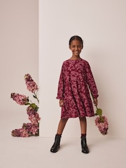 Қызғылт Plum - Ұзын жеңді трикотаждан жасалған көйлек (3-16жас) - 3суретінің 2 суреті