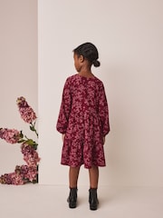 Қызғылт Plum - Ұзын жеңді трикотаждан жасалған көйлек (3-16жас) - 3суретінің 3 суреті