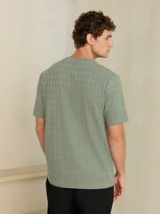 Vert chiné - Ajustement régulier - T-shirt texturé élégant - Image 3 de 4