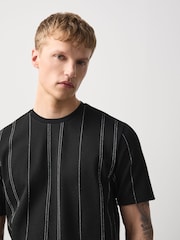 Black Lurex Smart Vertical Stripe T-Shirt - Image 4 of 8