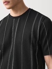 Black Lurex Smart Vertical Stripe T-Shirt - Image 5 of 8