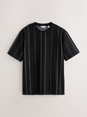 Black Lurex Smart Vertical Stripe T-Shirt - Image 6 of 8