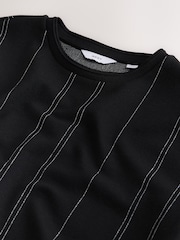 Black Lurex Smart Vertical Stripe T-Shirt - Image 7 of 8