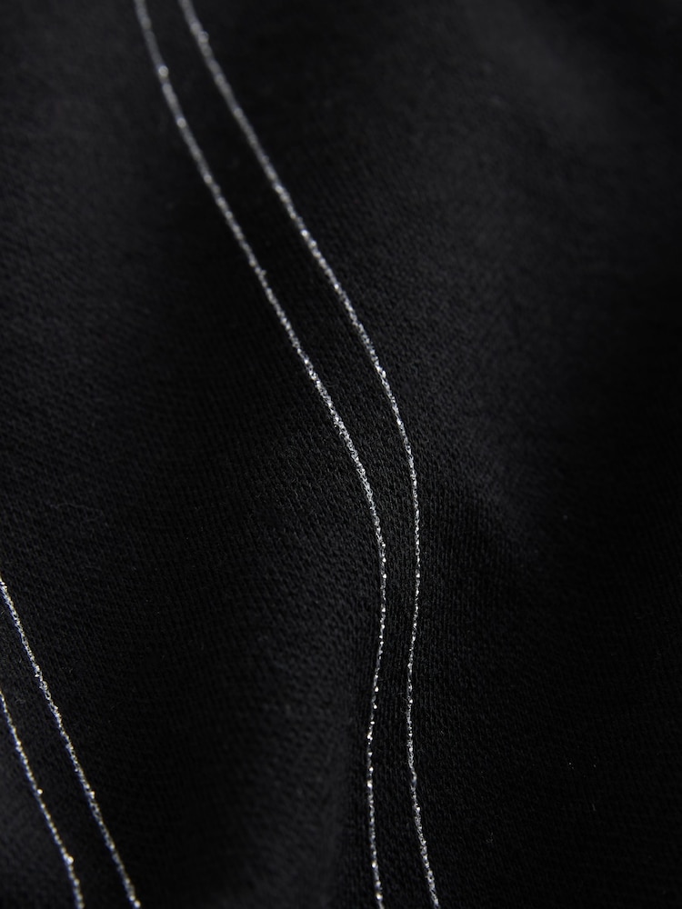 Black Lurex Smart Vertical Stripe T-Shirt - Image 8 of 8 Black Lurex Smart Vertical Stripe T-Shirt - Image 8 of 8