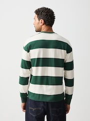 Green/White Horizontal Striped Long Sleeve T-Shirt - Image 3 of 8