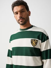 Green/White Horizontal Striped Long Sleeve T-Shirt - Image 4 of 8