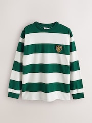 Green/White Horizontal Striped Long Sleeve T-Shirt - Image 6 of 8