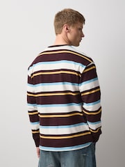 Burgundy Red/White Horizontal Striped Long Sleeve T-Shirt - Image 3 of 7