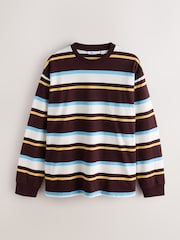 Burgundy Red/White Horizontal Striped Long Sleeve T-Shirt - Image 5 of 7