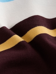 Burgundy Red/White Horizontal Striped Long Sleeve T-Shirt - Image 6 of 7