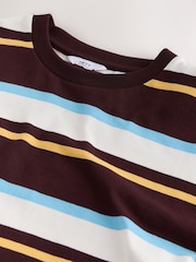 Burgundy Red/White Horizontal Striped Long Sleeve T-Shirt - Image 7 of 7