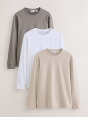 Neutral Relaxed Fit Long Sleeve T-Shirts 3 Pack - Image 1 of 6