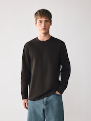Black/Navy/Charcoal Grey Relaxed Fit Long Sleeve T-Shirts 3 Pack - Image 2 of 9