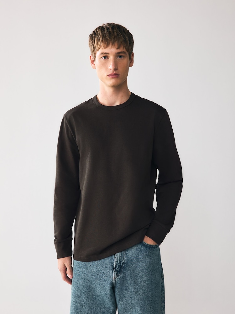 Black/Navy/Charcoal Grey Relaxed Fit Long Sleeve T-Shirts 3 Pack - Image 2 of 9 Black/Navy/Charcoal Grey Relaxed Fit Long Sleeve T-Shirts 3 Pack - Image 2 of 9