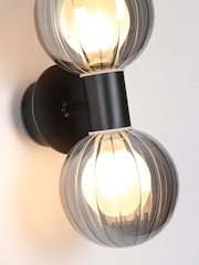 Searchlight Black Edgar 2Lt Matt Metal Wall Light with Smoked Glass - Image 3 of 4