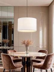 Searchlight Latte  White Aria 1Lt Pendant Metal with Plush Shade - Image 1 of 4