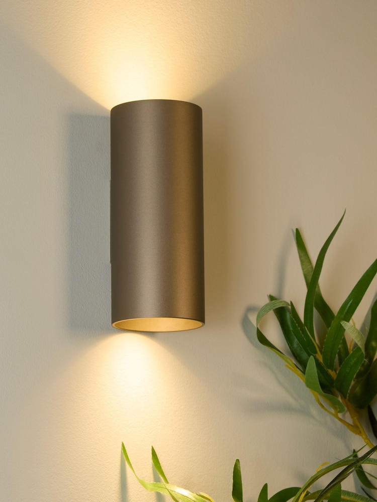 Searchlight Brown Lillie Cylinder Up & Down Wall Light, GU10 - Image 1 of 4