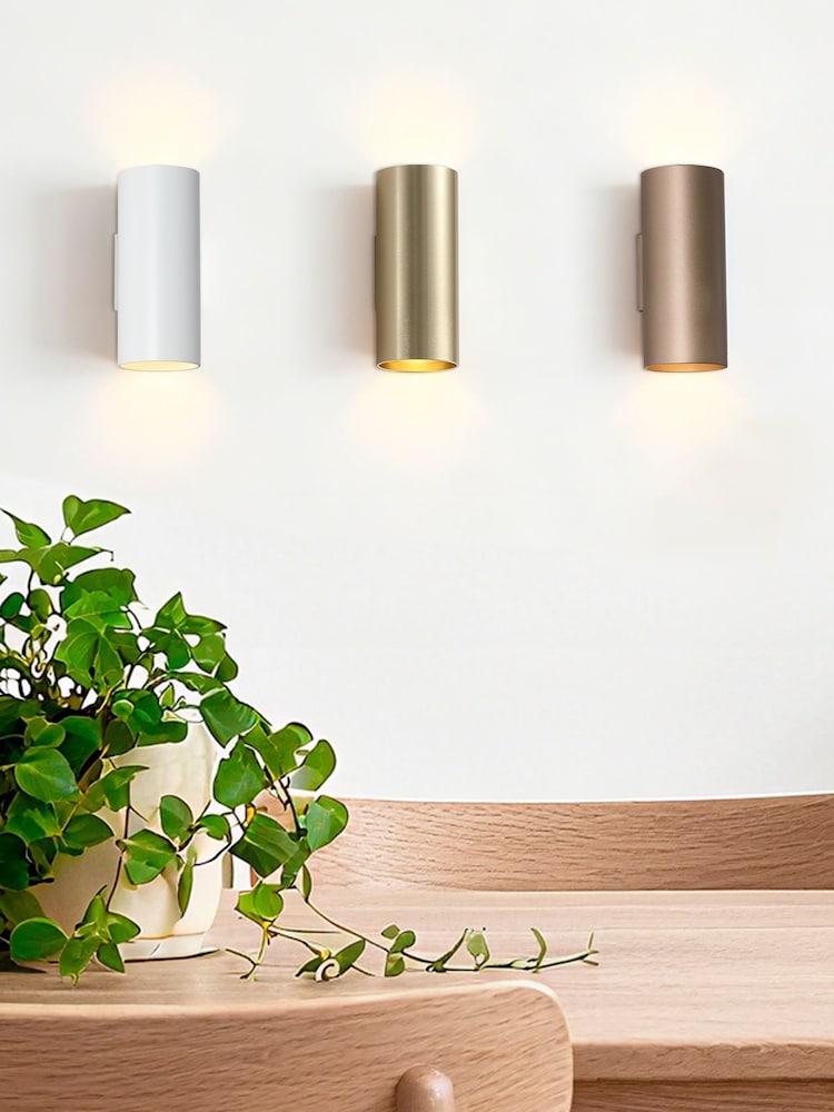 Searchlight Brown Lillie Cylinder Up & Down Wall Light, GU10 - Image 4 of 4