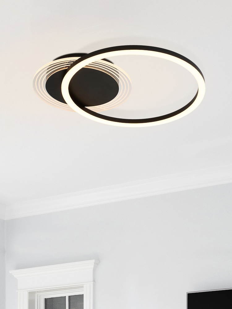 Searchlight Black Deni, Matt Metal LED Flush - Image 1 of 5