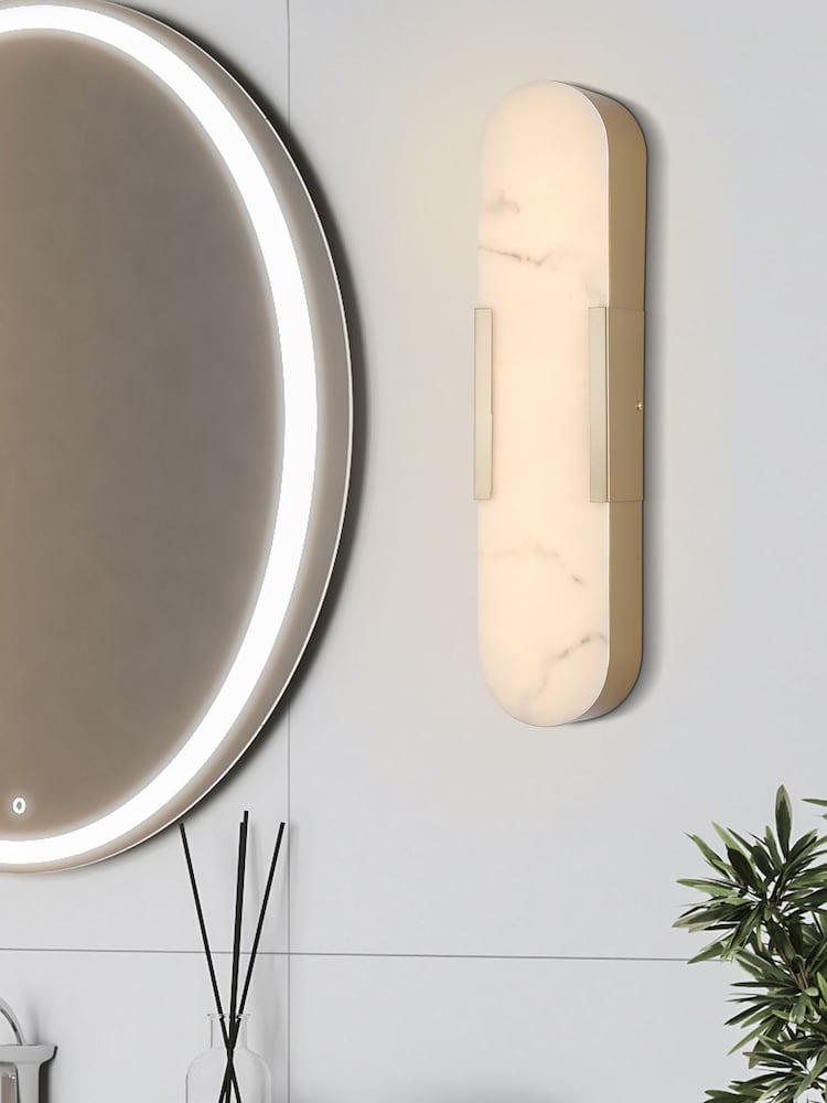 Searchlight Gold and White Stanamore LED Wall Light Metal with Marble Resin - Image 1 of 4