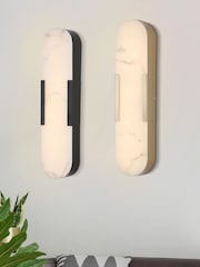 Searchlight Gold and White Stanamore LED Wall Light Metal with Marble Resin - Image 2 of 4