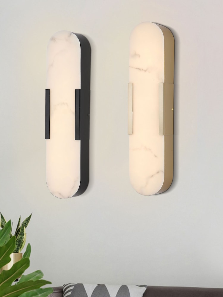 Searchlight Gold and White Stanamore LED Wall Light Metal with Marble Resin - Image 2 of 4