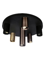 Searchlight Black and Bronze and Brass Tours 6 Light Flush, Metal, Anodized Bronze - Image 2 of 4
