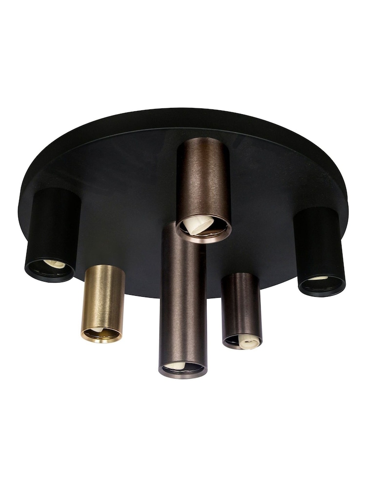 Searchlight Black and Bronze and Brass Tours 6 Light Flush, Metal, Anodized Bronze - Image 2 of 4