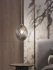 Searchlight Satin Brass and Smoked Sama 1Lt Pendant Metal with Glass - Image 1 of 4