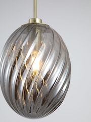 Searchlight Satin Brass and Smoked Sama 1Lt Pendant Metal with Glass - Image 3 of 4