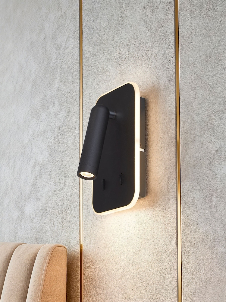 Searchlight Sand Black Balta LED Wall Light Metal - Image 1 of 4 Searchlight Sand Black Balta LED Wall Light Metal - Image 1 of 4