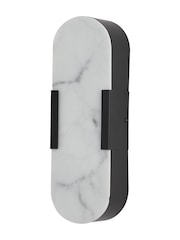 Searchlight Black and White Stanamore LED Wall Light, Metal with Marble Resin - Image 2 of 4