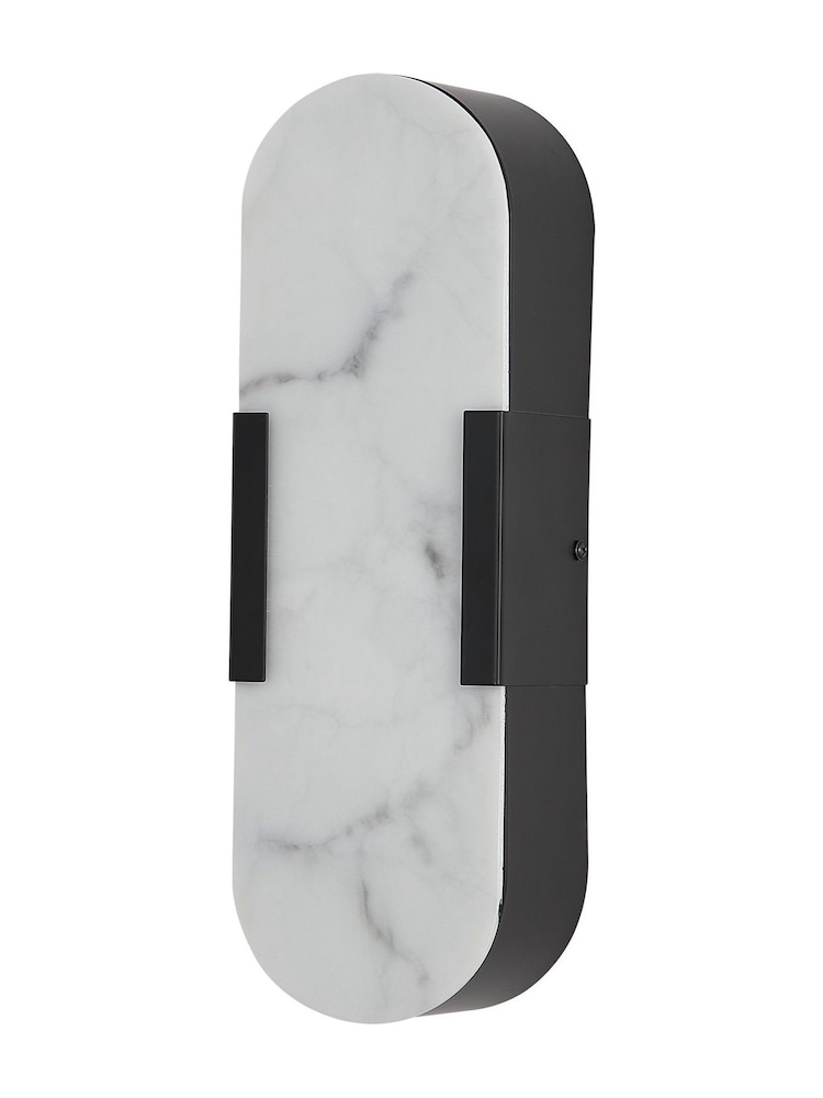 Searchlight Black and White Stanamore LED Wall Light, Metal with Marble Resin - Image 2 of 4