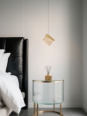 Searchlight Satin Brass and Clear Dana LED Pendant, Metal with Acrylic - Image 1 of 4