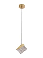 Searchlight Satin Brass and Clear Dana LED Pendant, Metal with Acrylic - Image 2 of 4