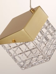 Searchlight Satin Brass and Clear Dana LED Pendant, Metal with Acrylic - Image 3 of 4