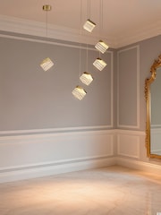 Searchlight Satin Brass and Clear Dana LED Pendant, Metal with Acrylic - Image 4 of 4