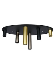 Searchlight Black and Bronze and Brass Tours 6 Light Flush, Metal, Anodized Bronze - Image 2 of 4