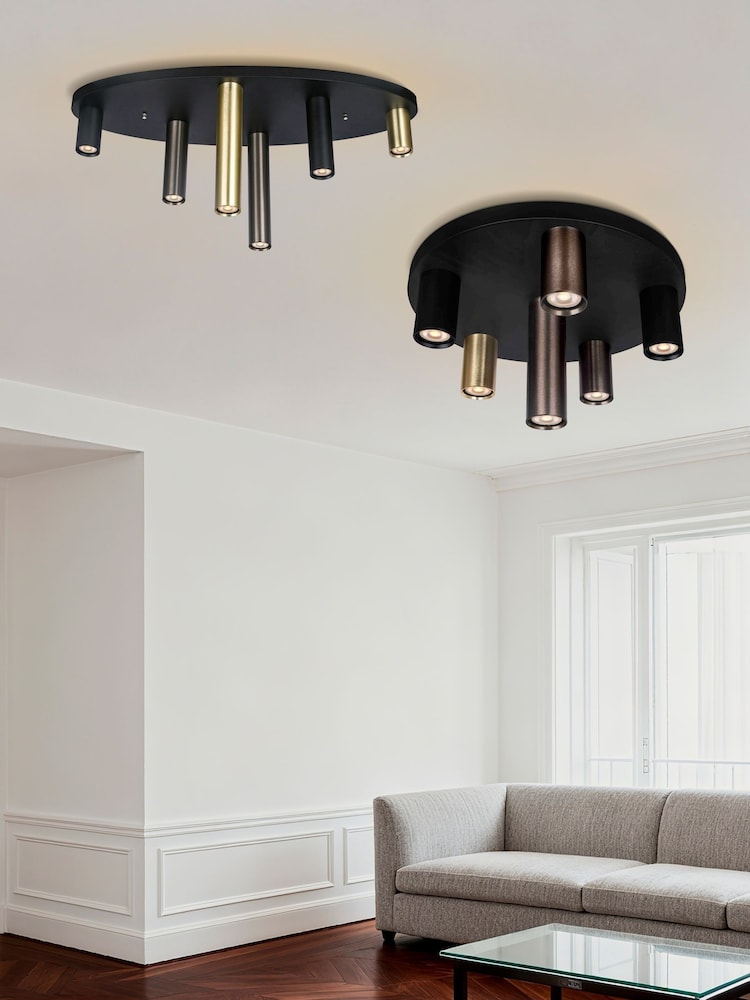 Searchlight Black and Bronze and Brass Tours 6 Light Flush, Metal, Anodized Bronze - Image 4 of 4 Searchlight Black and Bronze and Brass Tours 6 Light Flush, Metal, Anodized Bronze - Image 4 of 4