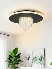 Searchlight Black Marlene, Metal with Crystal Glass LED Flush - Image 1 of 4