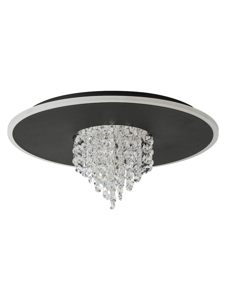 Searchlight Black Marlene, Metal with Crystal Glass LED Flush - Image 2 of 4
